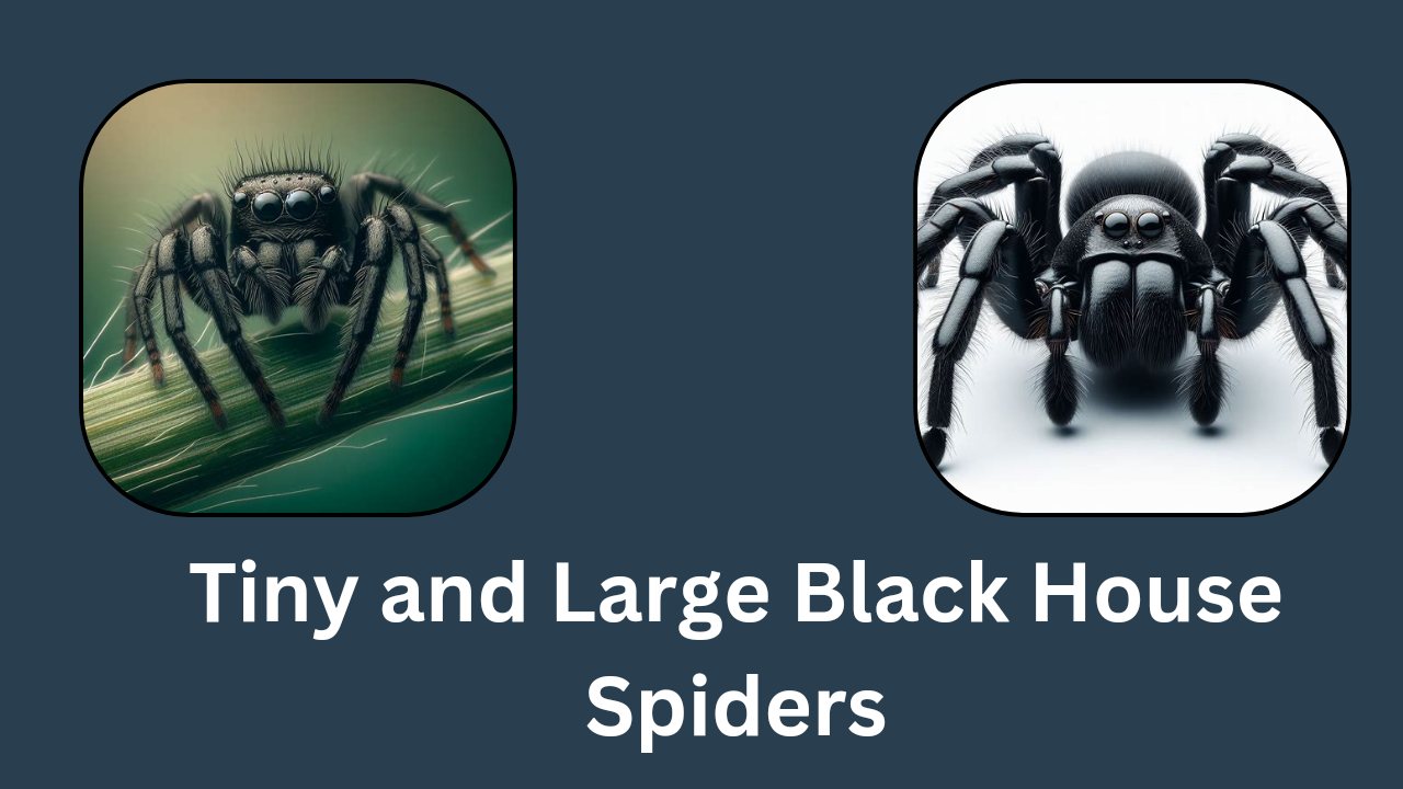 Tiny and Large Black House Spiders